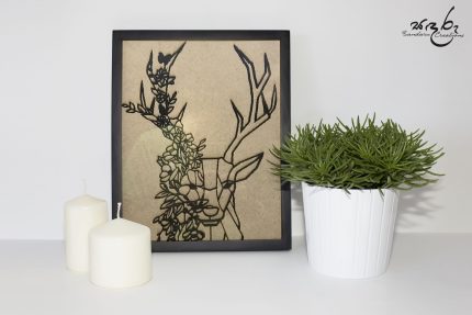 Deer head wood burning art pyrographer